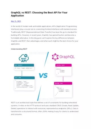 GraphQL vs REST Choosing the Best API for Your Application