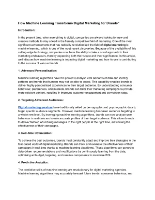 How Machine Learning Transforms Digital Marketing for Brands”