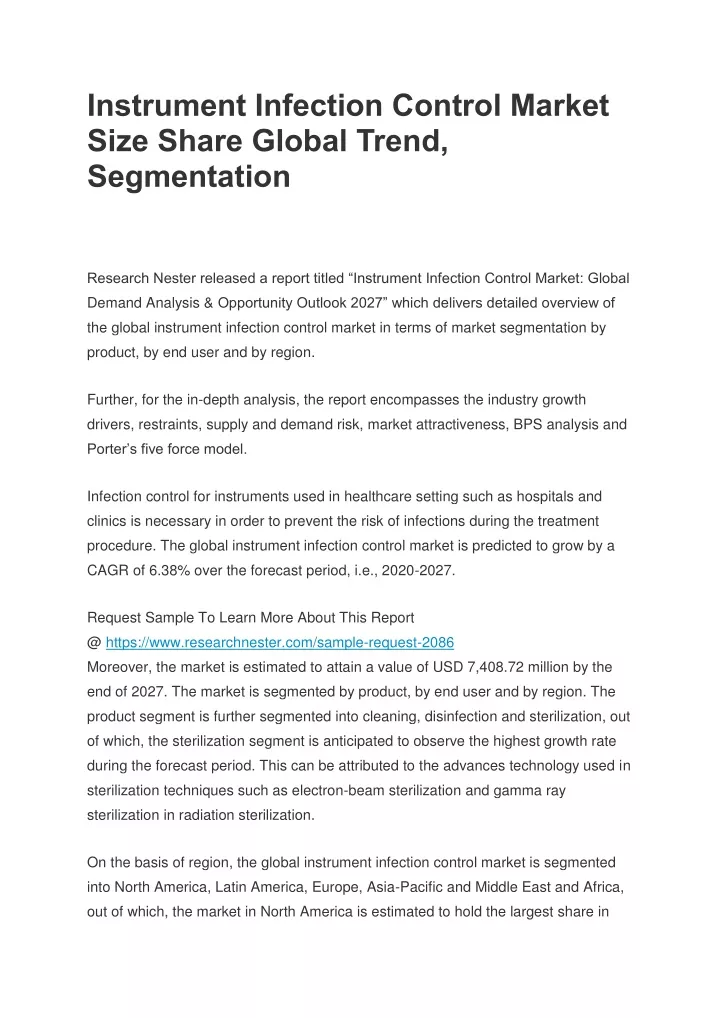 instrument infection control market size share