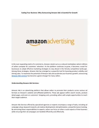 Scaling Your Business Why Outsourcing Amazon Ads is Essential for Growth