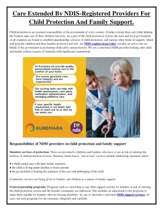 Care Extended By NDIS-Registered Providers For Child Protection And Family Support.