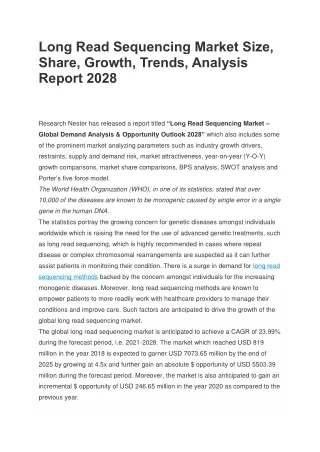 long read sequencing market size share growth