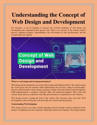 Understanding the Concept of Web Design and Development