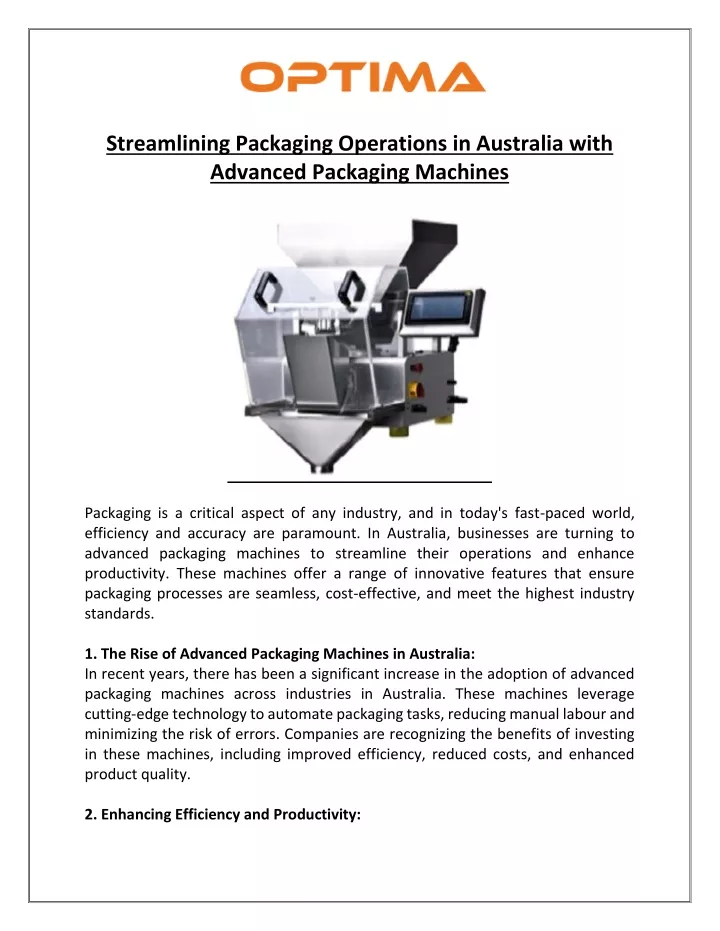 streamlining packaging operations in australia