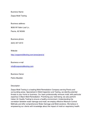Zaspa Mold Testing