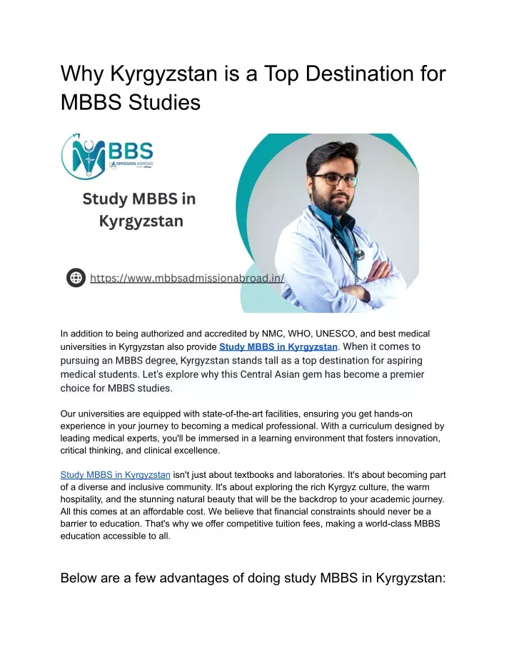 why kyrgyzstan is a top destination for mbbs