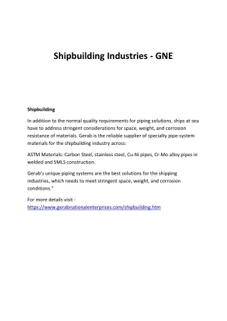 Shipbuilding Industries - GNE