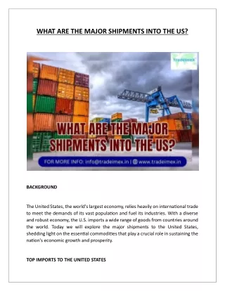 what are the major shipments into the us