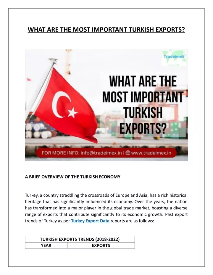what are the most important turkish exports