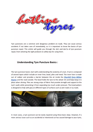 Tyre Puncture Repair Do's and Don'ts