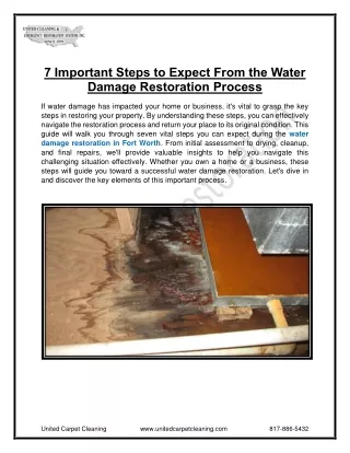 7 Important Steps to Expect From the Water Damage Restoration Process