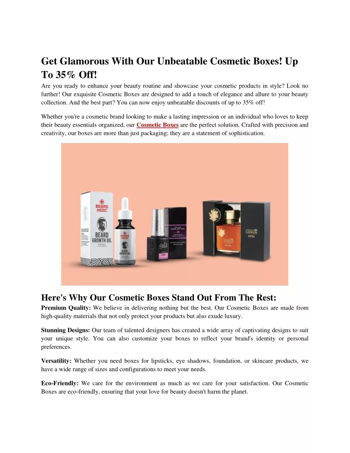 get glamorous with our unbeatable cosmetic boxes