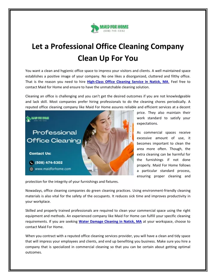 let a professional office cleaning company clean