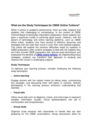 what are the study techniques for cbse online
