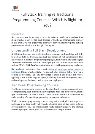 Full Stack Training vs Traditional Programming Courses