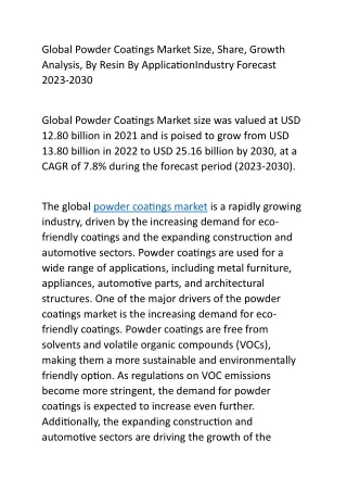 global powder coatings market size share growth