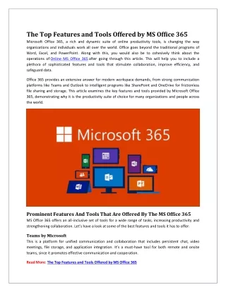 The Top Features and Tools Offered by MS Office 365