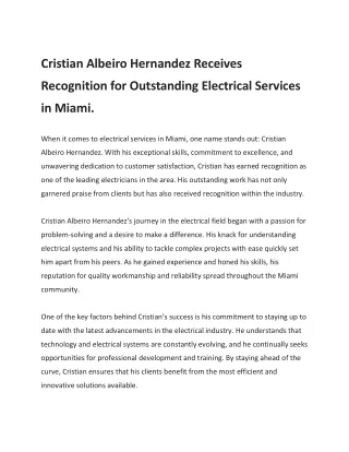 The Current Mastermind Cristian Albeiro Hernandez's Outstanding Electrical Serv