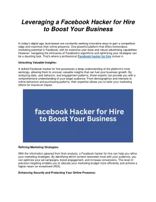 leveraging a facebook hacker for hire to boost