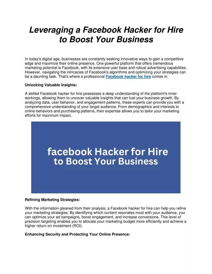 leveraging a facebook hacker for hire to boost