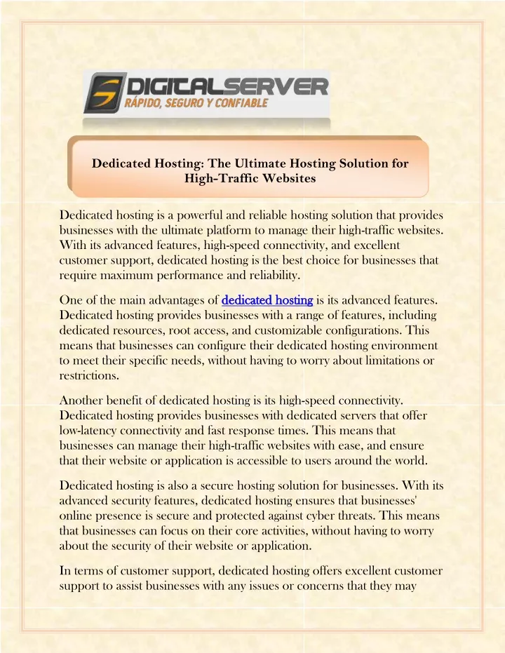 dedicated hosting the ultimate hosting solution