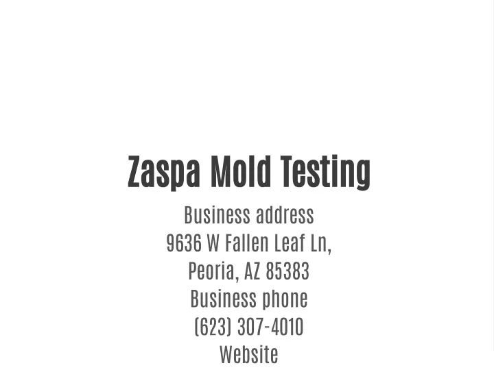 zaspa mold testing business address 9636 w fallen