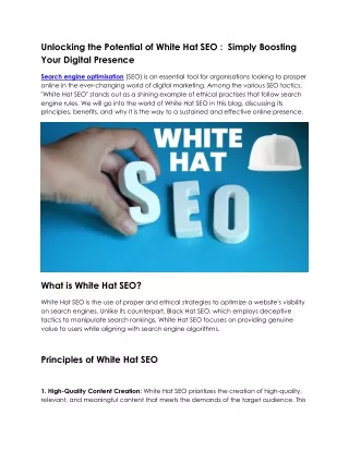 Unlocking the Potential of White Hat SEO