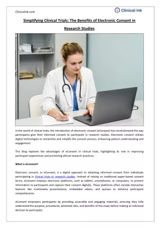 Simplifying Clinical Trials: The Benefits of Electronic Consent in Research Stud