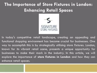 The Importance of Store Fixtures in London - Enhancing Retail Spaces