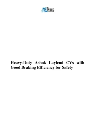 Heavy-Duty Ashok Laylend CVs with Good Braking Efficiency for Safety