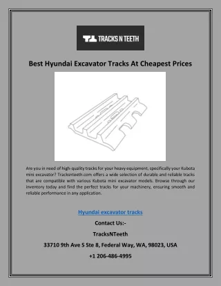 Best Hyundai Excavator Tracks At Cheapest Prices