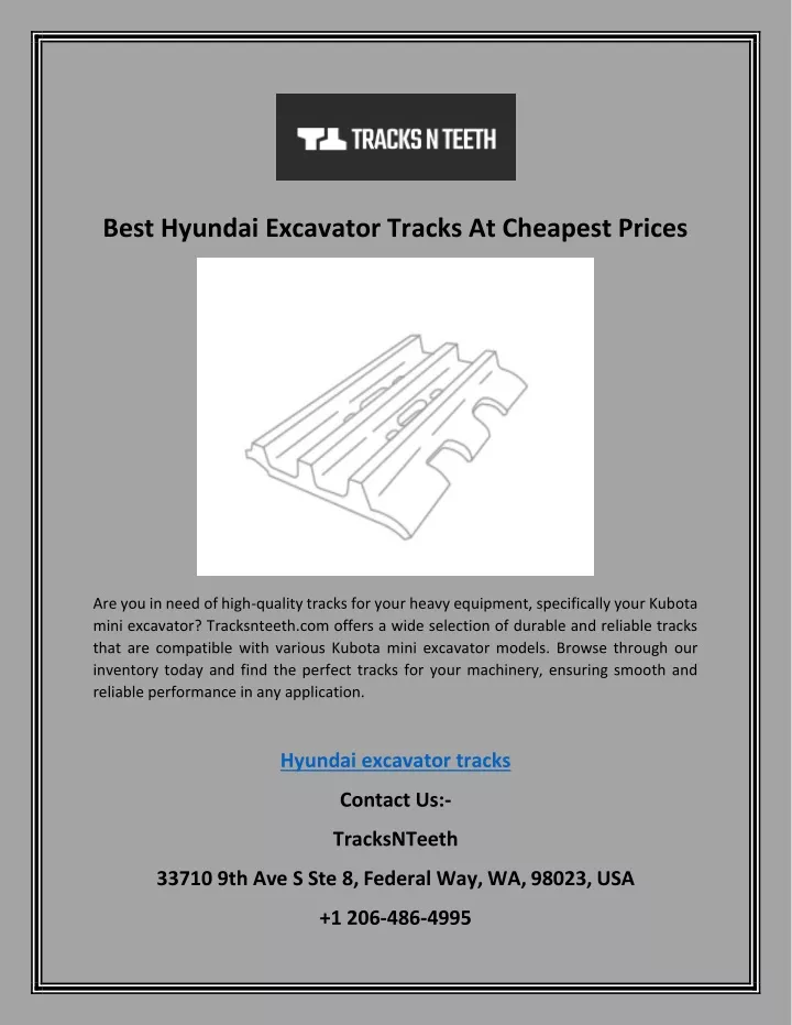 best hyundai excavator tracks at cheapest prices