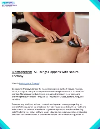 Biomagnetism- All Things Happens With Natural Therapy