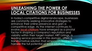 UNLEASHING THE POWER OF LOCAL CITATIONS FOR BUSINESSES