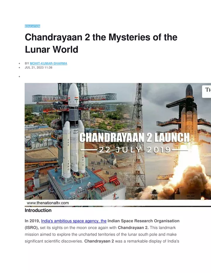 education chandrayaan 2 the mysteries