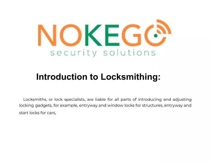 introduction to locksmithing