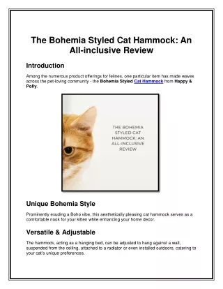 The Bohemia Styled Cat Hammock Review