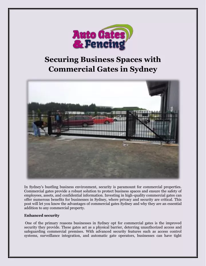 securing business spaces with commercial gates