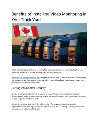 Benefits of Installing Video Monitoring in Your Truck Yard