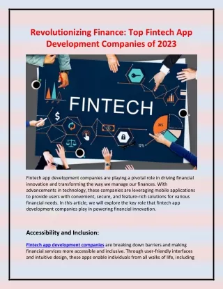 revolutionizing finance top fintech