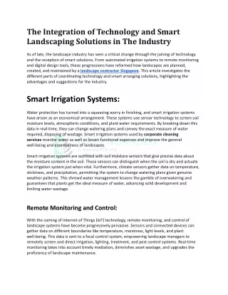 The integration of technology and smart landscaping solutions in the industry
