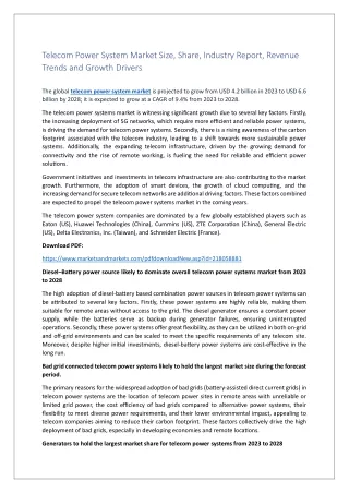 telecom power system market size share industry