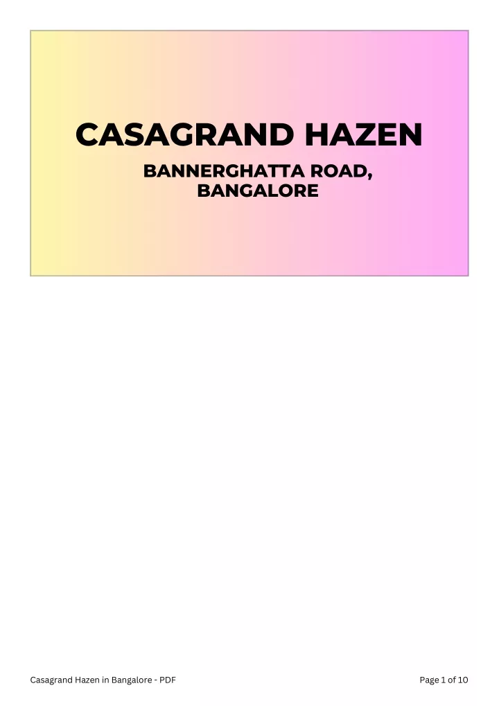 casagrand hazen bannerghatta road bangalore