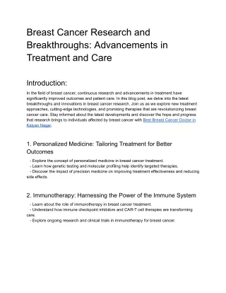 Breast Cancer Research and Breakthroughs_ Advancements in Treatment and Care