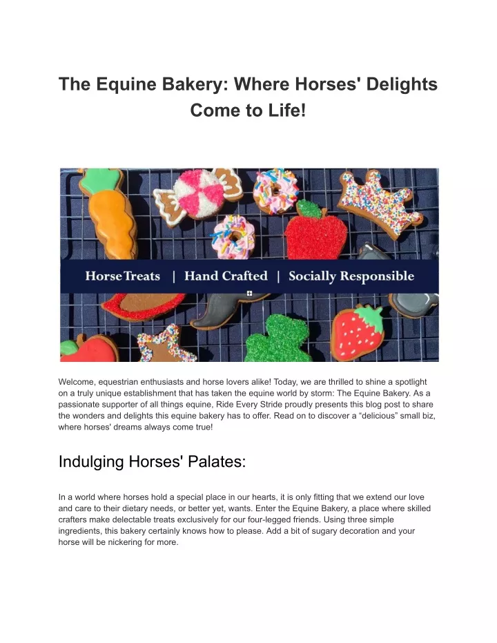 the equine bakery where horses delights come