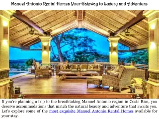 Manuel Antonio Rental Homes Your Gateway to Luxury and Adventure