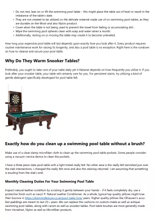 Pointers To Maintain Your Billiards Table In Perfect Form