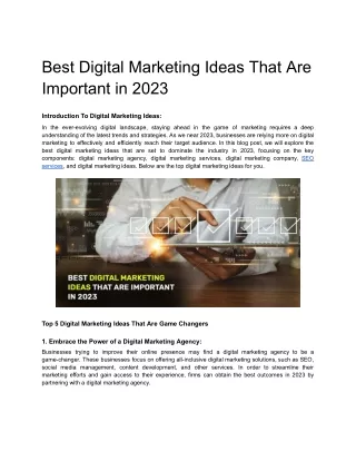 Best Digital Marketing Ideas That Are Important in 2023