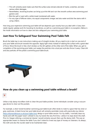 Exactly How To Care For Your Swimming Pool Table