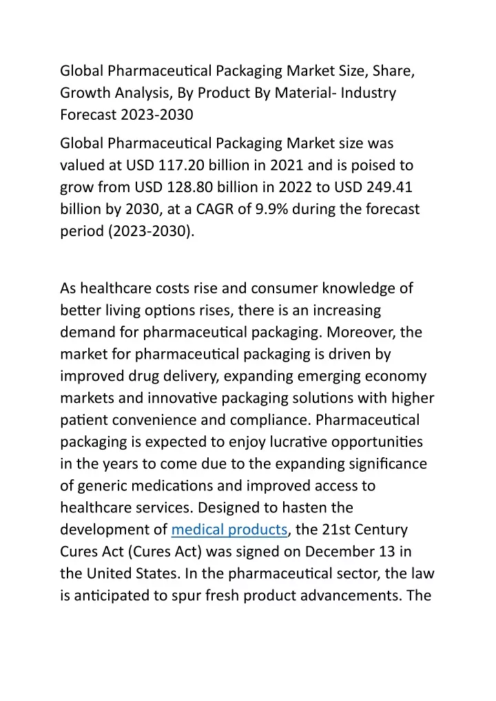 global pharmaceutical packaging market size share